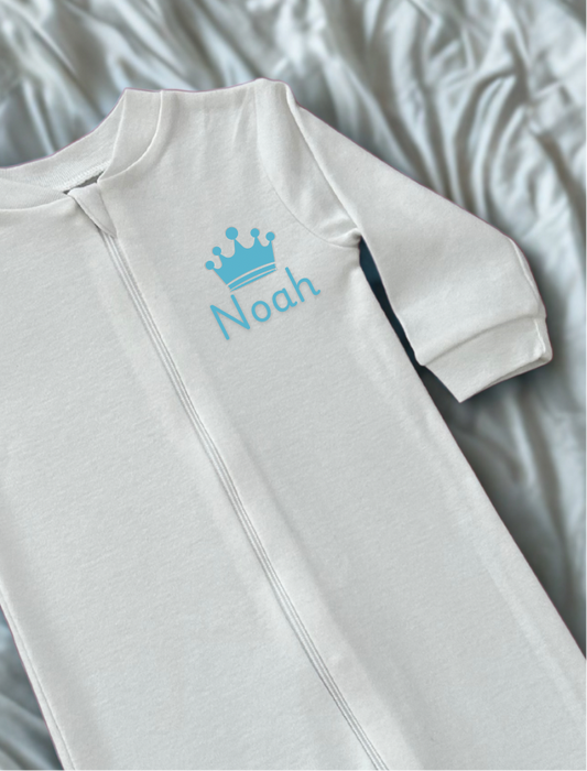 Royal Dreams Blue Personalized Baby Sleeper