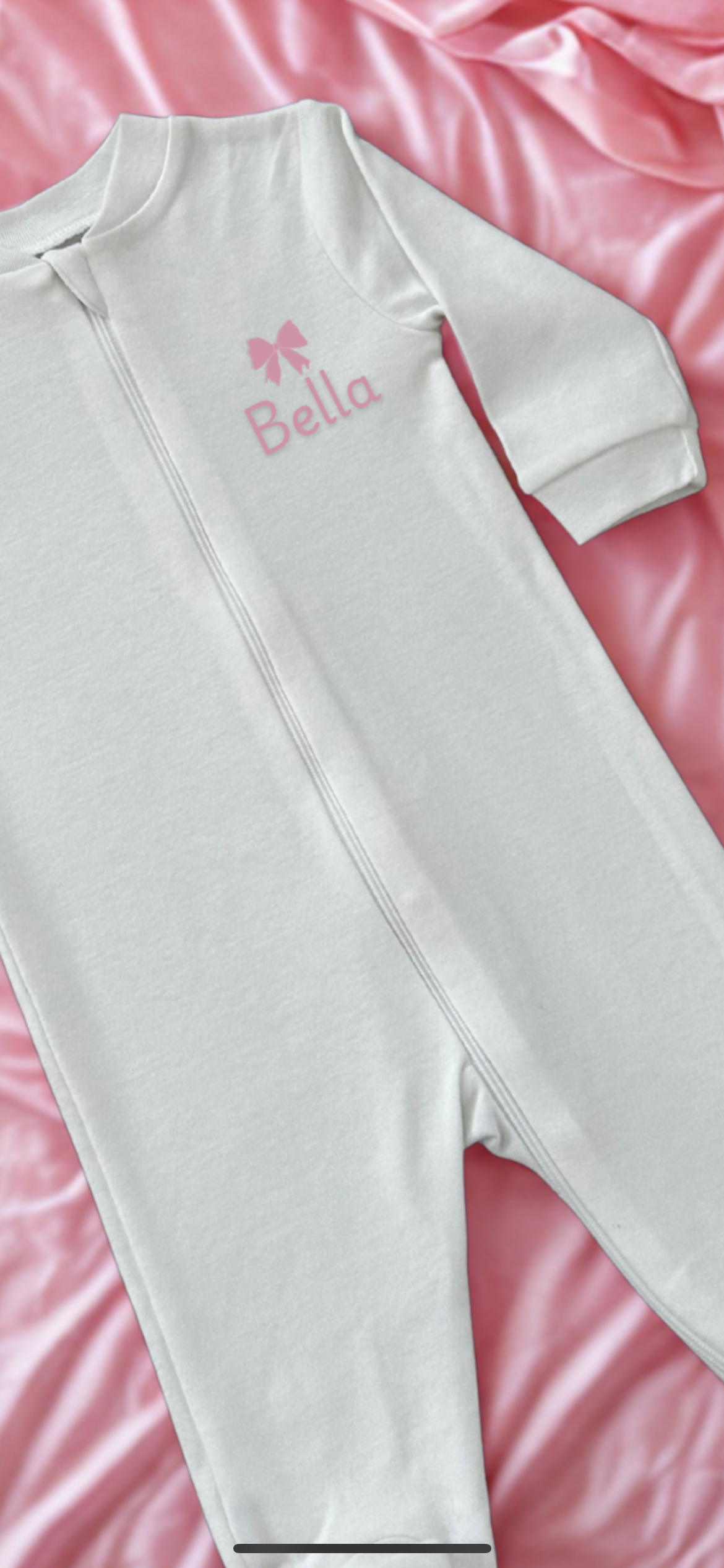 Sweet Whispers Baby Sleeper – Pink Bow Personalization
