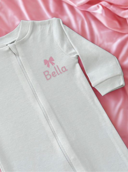 Sweet Whispers Baby Sleeper – Pink Bow Personalization