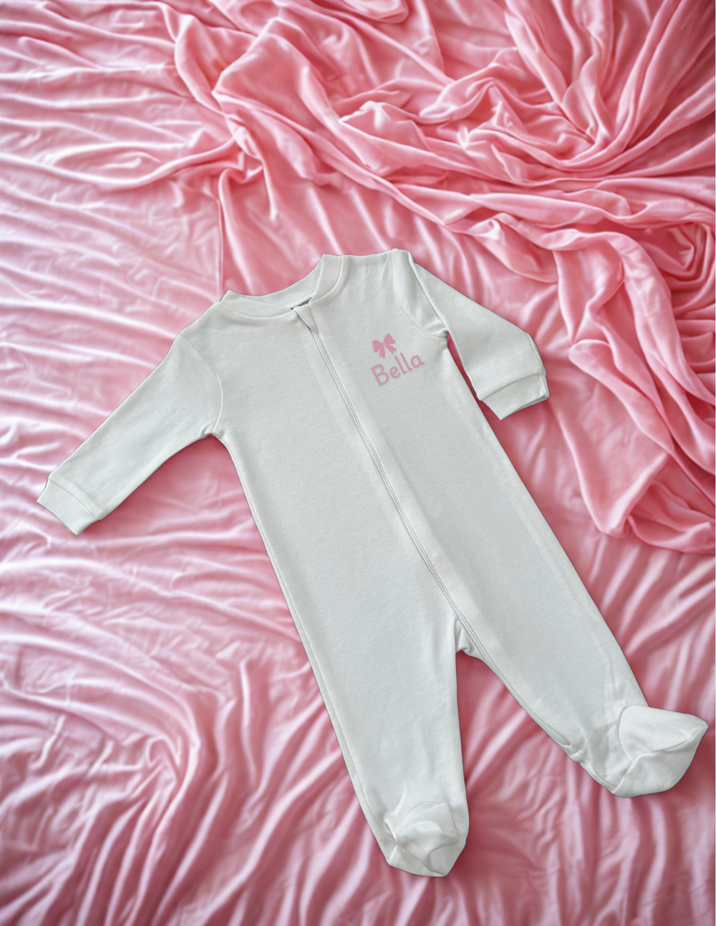 Sweet Whispers Baby Sleeper – Pink Bow Personalization