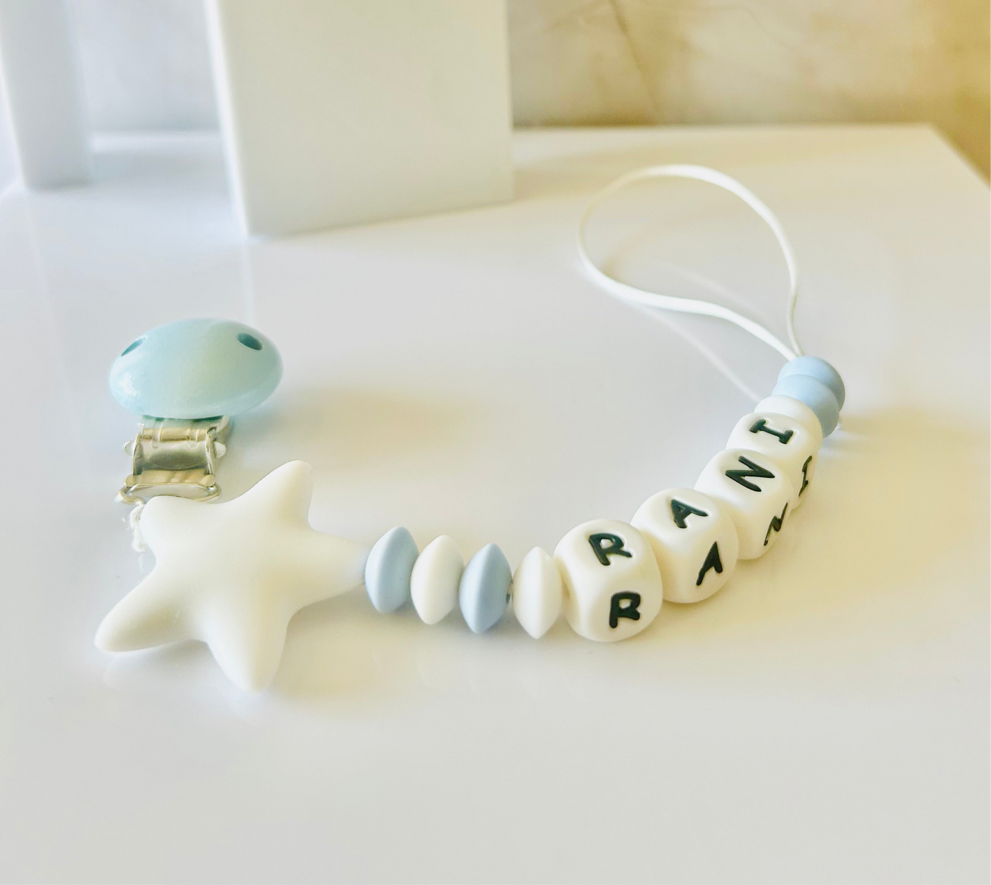 Wish Upon a Star - Blue Pacifier Clip