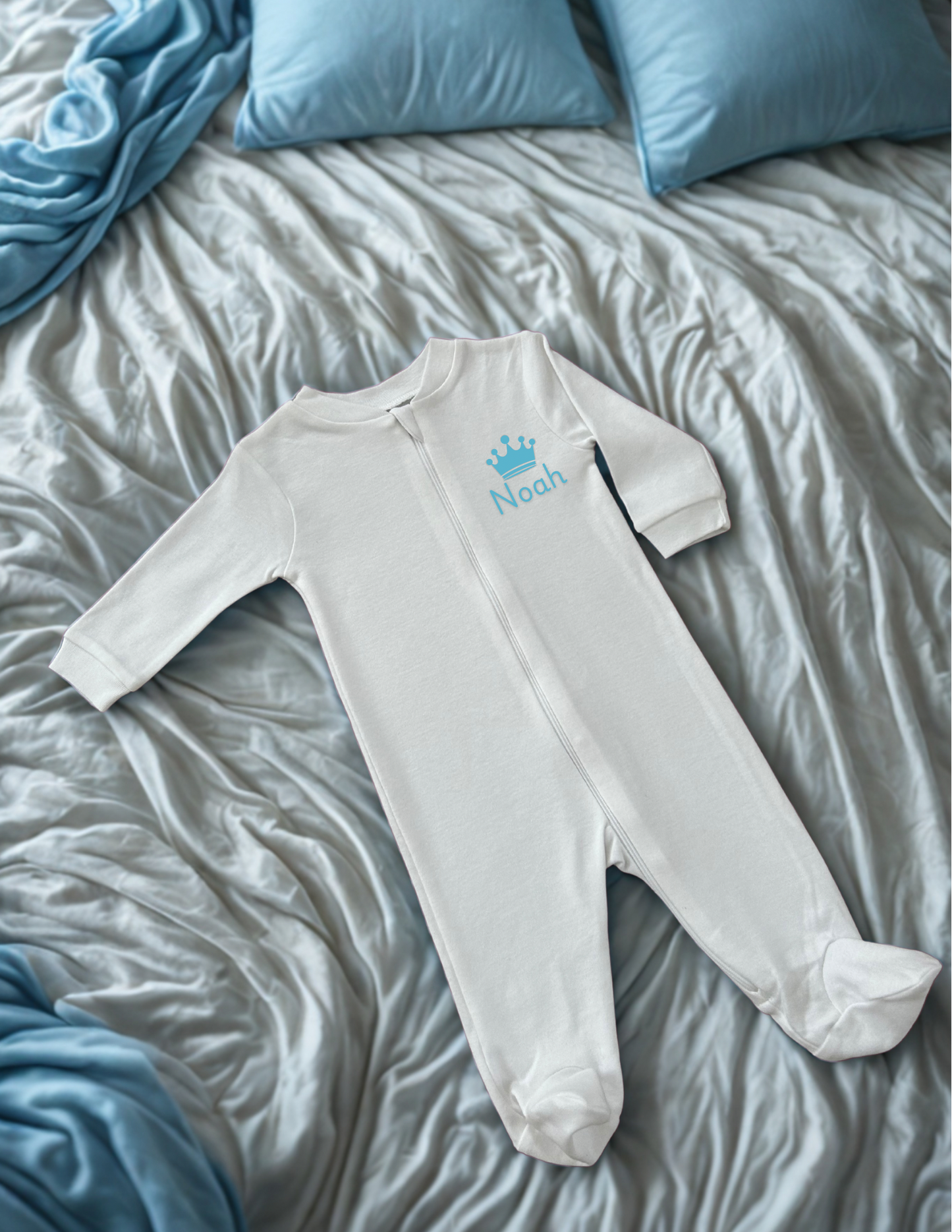 Royal Dreams Blue Personalized Baby Sleeper