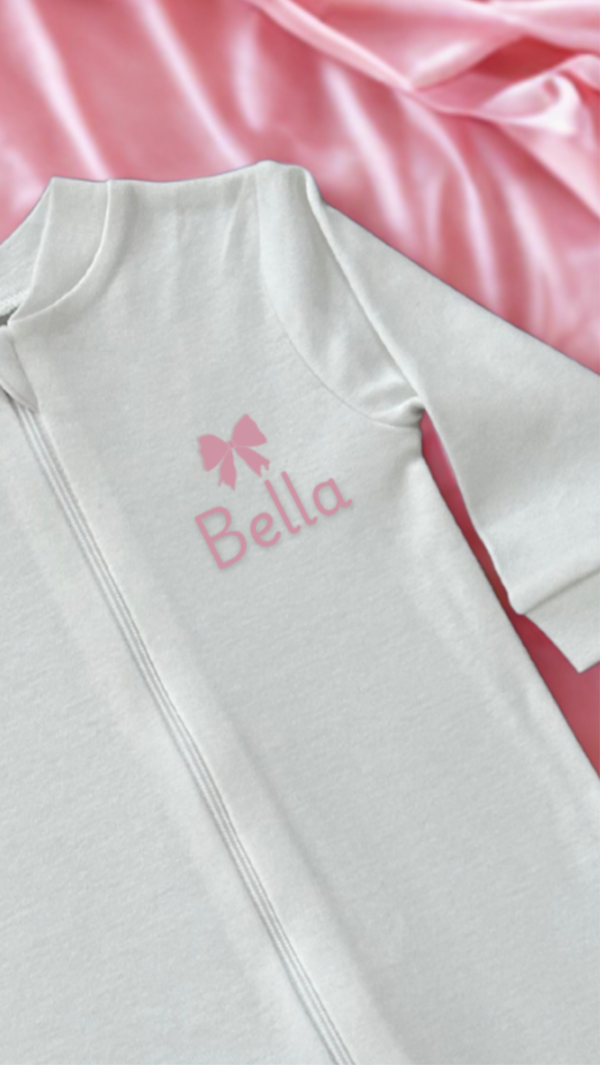 Sweet Whispers Baby Sleeper – Pink Bow Personalization
